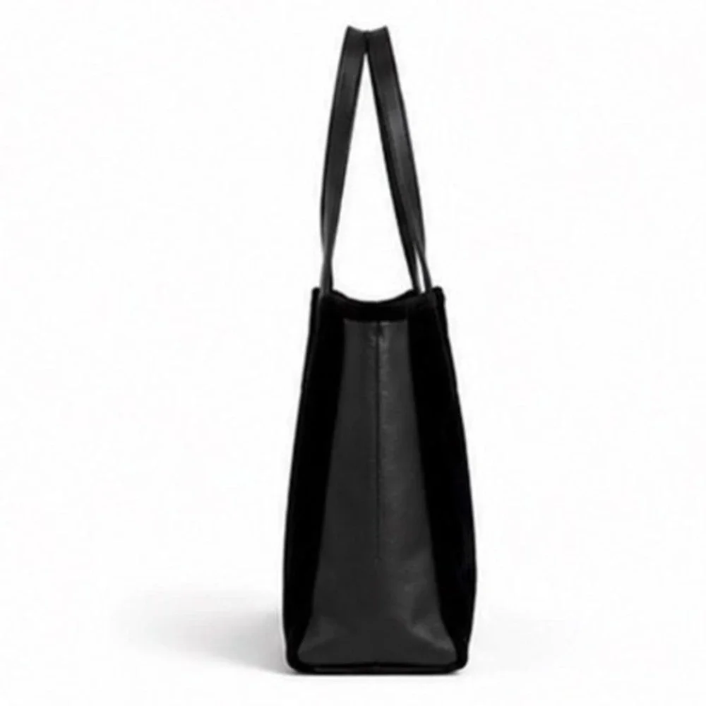 Unbranded Black Velvet Evening Tote Bag Small Purse Minimalist Zipper Goth 25-07